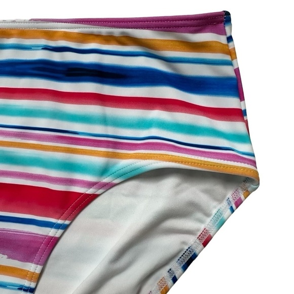 Venus Multi Stripe Rainbow Two-Piece High Waist Triangle Top Bikini, S/M - Picture 7 of 9